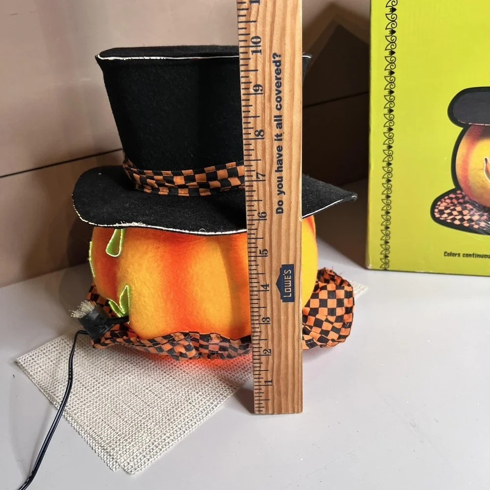Target Fiber Optic Pumpkin Figurine Orange Halloween Top Hat Light Up Decor